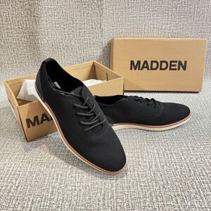 Madden | Men's Dojjaa Knit  Lace-Up Loafers w/ Ortholite‎  - Black Rib, Size 12